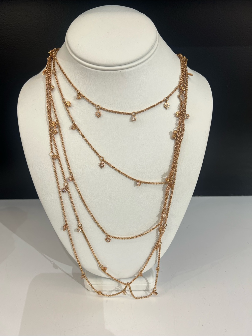 Atelier Swarovski Moon Sun Penelope Cruz multi strand rose gold necklace